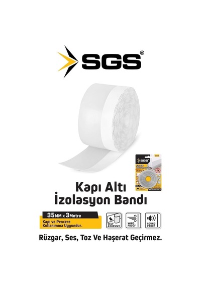 Tr Kapı Altı İzolasyon Bandı, 35 Mm X 3 M, Beyaz, Kendinden Yapışkanlı, Rüzgar Ses Toz Ve Haşerat Geçirmez