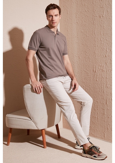 Buratti Pamuklu Regular Fit Düğmeli Erkek Polo Yaka T Shirt 5902739 Vizon