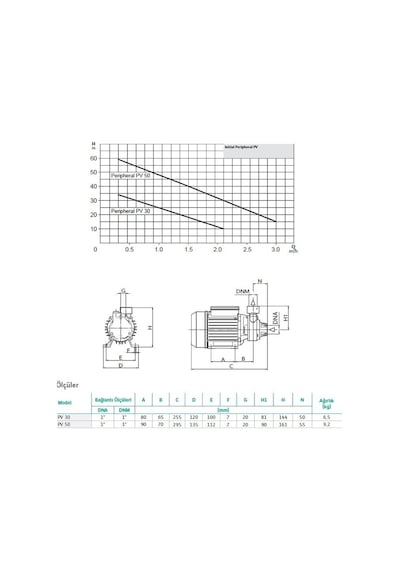 Wilo Pv 30 Periferik Pompa - 0.5 Hp