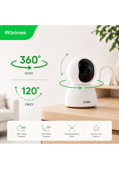 360 Derece İç Mekan Wifi Akıllı Ip Kamera
