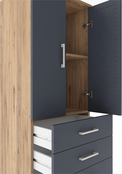Hyperion Dolap 2 Raflı 5 Çekmeceli 2 Kapaklı 60x44x182 Çam-an... Çam