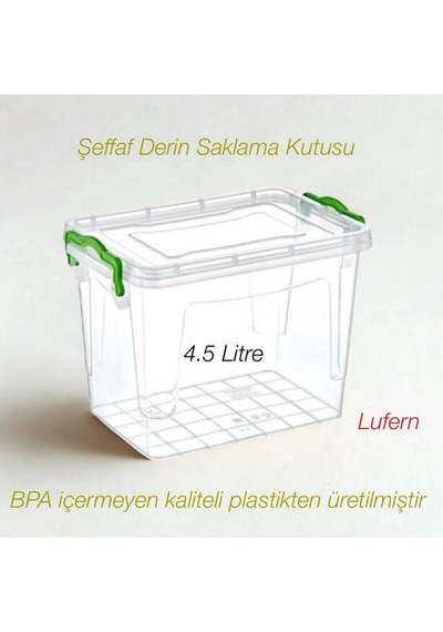 Pratik Şeffaf Derin Saklama Kutusu 4.5 Litre Gıdalar Temizlik Ürünleri Hava Geçirmez Yıkanabilir Çok Renkli