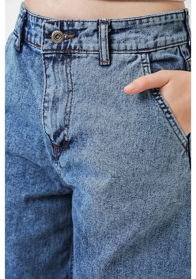Bigdart 6689 Kadın Yüksek Bel Baggy Kot Pantolon - Mavi