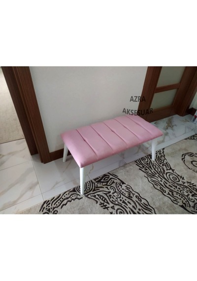 Azra Mobilya Benc - Puf - Bank - Çeşitleri - Ahşap Ayaklı - Ahşap Bench - Çift Kişilik Puf Pembe