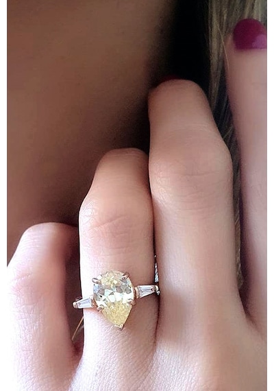 Sitrin Taşlı Gümüş Rose Yüzük 16