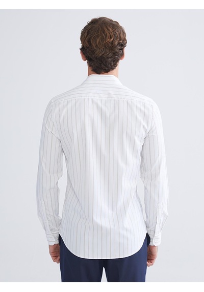Lcw Busıness Bej Slim Fit Uzun Kollu Çizgili Erkek Gömlek
