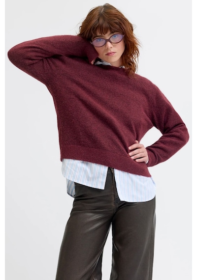 Jack & Jones Jxevi Crew Neck Knit Kadın Kazak Kırmızı