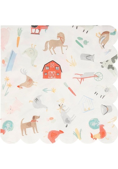Meri Meri - On The Farm Napkins - Çiftlik Peçete - L - 20'li