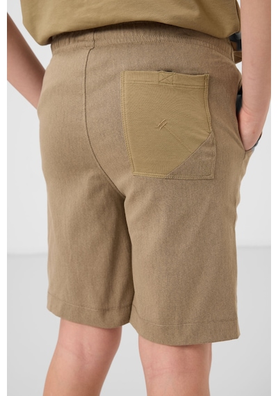 Koyu Bej-camel Pamuklu Oversize Fit Dokuma Hafif Esnek Chino Erkek Çocuk Şort Takım - 11278 Koyu Bej