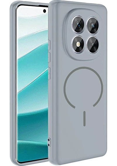 Xiaomi Redmi Note 14 Pro 5g Kılıf M-safe Şarj Özellikli Zore Meta Kapak Titanyum-Gri