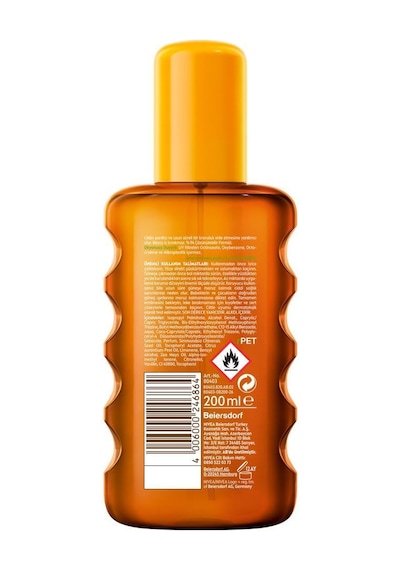 Sun Spf6 Bronzlaştırıcı Güneş Yağı 200 Ml,altın Rengi Ve Parıltılı,suya Dayanıklı,e Vitamini,karoten