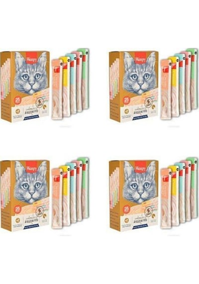 Karışık 8 Lezzetli Krema/sıvı Kedi Ödülü 25x14gr X 4 Adet
