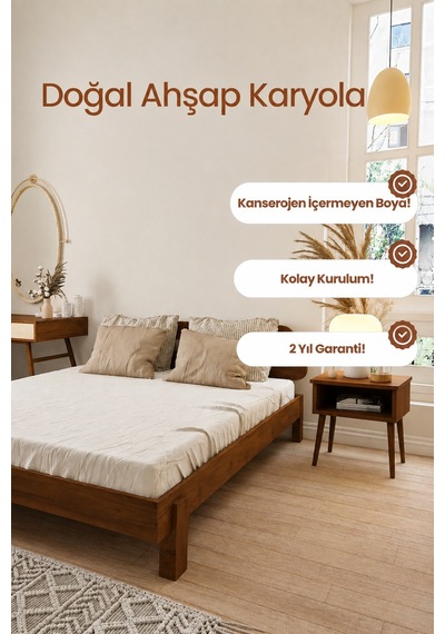 Renazzo Damla 2 Başlıklı Masif Ahşap Karyola Ceviz 150x200 Ceviz - 150 X 200 Renazzo Damla 2 Başlıklı Masif Ahşap Karyola Ceviz 150x200 Ceviz - 150 X 200