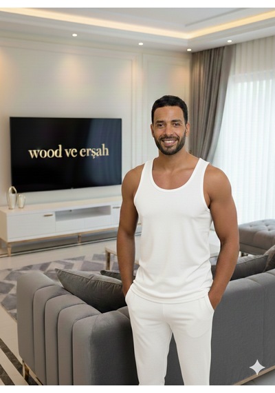 Lüx Wood Erkek Lüx Pamuk Penye Atlet Premium Rahat Lüx Erşah Beyaz