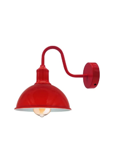 Riolight Vintage,rustik,retro Kırmızı-bordo Metal Otel,cafe,odaklar İçin Duvar Aplik Şapka Çapı:23cm Kırmızı