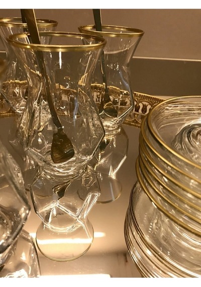 Paşabahçe Resqa Gold Çay Seti Alya. Çok Renkli