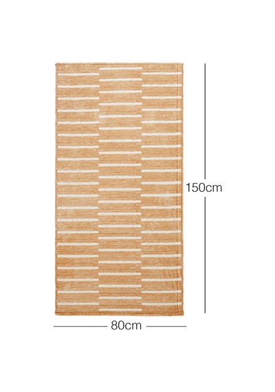 Ocean Home Textile Bej Renk Çizgi Desenli Şönil Halı Kilim 80 X 150 Cm