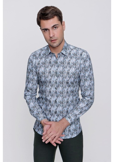Efor G 1479 Slim Fit Mavi Spor Gömlek Mavi