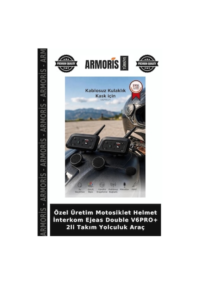 Özel Üretim Motosiklet Helmet İnterkom Ejeas Double V6pro+ 2li Takım Yolculuk Araç