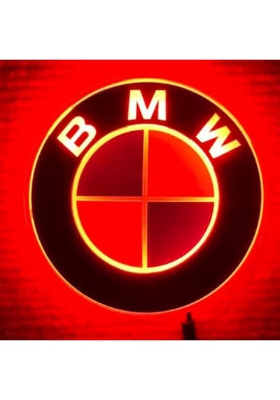 Bmw 4d Işıklı Logo Arma Kırmızı 8.2/8.2 Cm Led Logo Arma Bmw Illuminated Vehicle Logo
