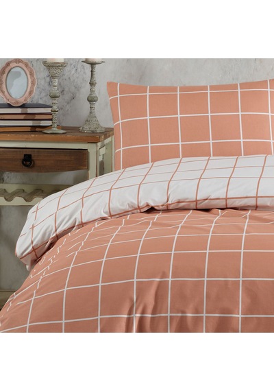 %100 Pamuklu Tek Kişilik Nevresim Takımı 160x220 2 Yastık Kılıflı Lastikli Çarşaflı 120x200+30 Somon