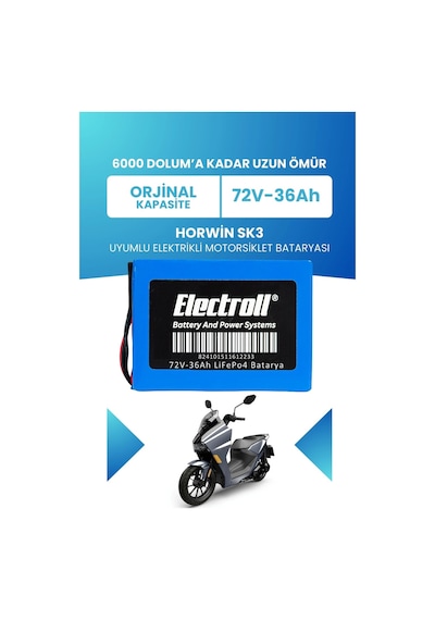Horwin Sk3 Uyumlu Batarya Standart Kapasite Lifepo4 72v 36ah Elektrikli Motorsiklet Bataryası