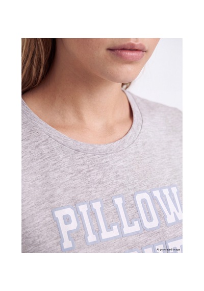 Lcw Dream Mavi Bisiklet Yaka Baskılı Kadın Pijama Takım