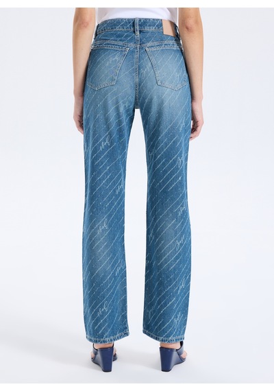 Boss Mavi Kadın Yazı Baskılı Denim Pantolon 50545081