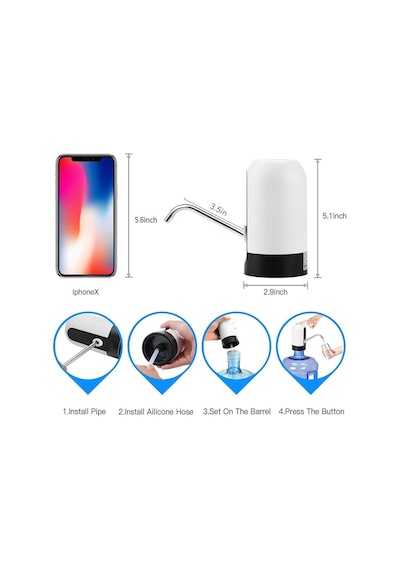 Buffer Usb İle Şarj Edilebilir Elektrikli Otomatik Damacana Su Pompası Renkli