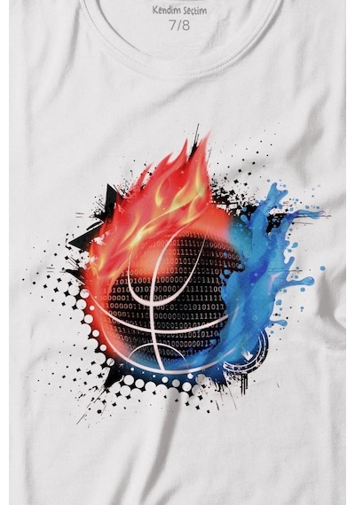 Fire Meteor Basketball Ateş Topu Baskılı Tişört Çocuk T-shirt 001