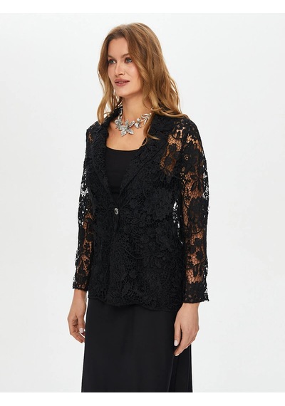 Faik Sönmez Dantel Kadın Blazer Ceket Us26ckt046 Siyah
