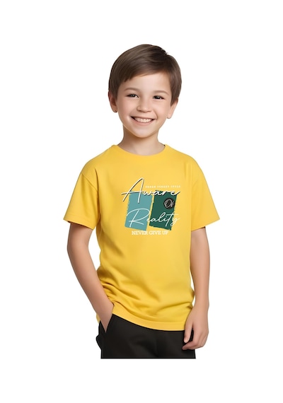 Fyk Kids Erkek Çocuk Give Up Yazı Baskılı Yazlık Alt-üst Takım Sarı
