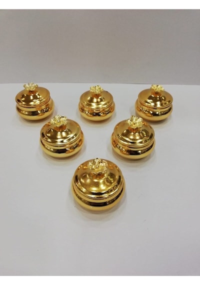 6'lı Papatya Kapaklı Gold Çay Ve Kahve Yanı Tombik Lokumluk, Şeke