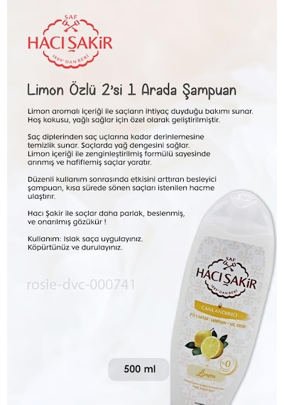 4 Al 3 Öde Hacı Şakir Limon 2si 1 Arada Şampuan Canlandırıcı 500 Ml Ve Rosıe