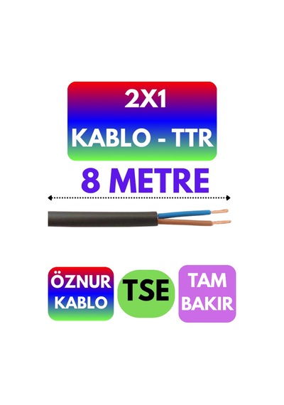 Öznur 2x1 Ttr Kablo Siyah Metre Seçenekli - 8 Metre