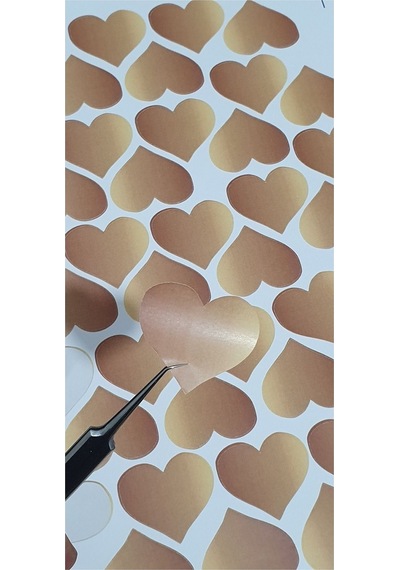 Yapışkanlı Kalp Şekilli Gold Sticker Etiket Hediye Paketleme Ve Zarf Etiketi 42 Adet
