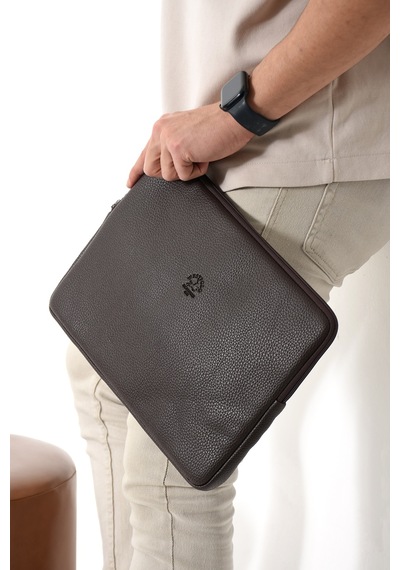 Westpolo Vegan Deri Unisex Laptop, Evrak Çantası - 6077 Kahverengi