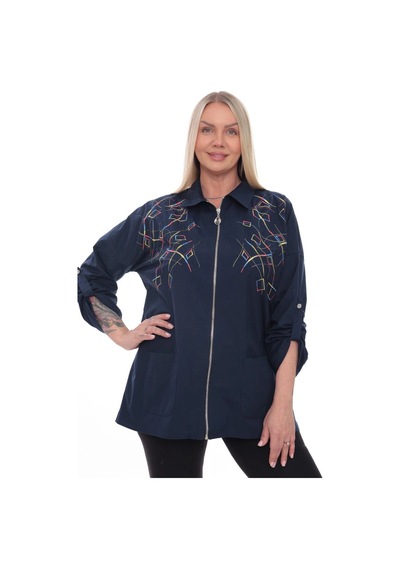 Lady Majestic Dokuma Motifli Pamuklu Büyük Beden Fermuarlı Desenli Gömlek Ceket 44-58 Beden Lacivert Lady Majestic Dokuma Motifli Pamuklu Büyük Beden Fermuarlı Desenli Gömlek Ceket 44-58 Beden Lacivert