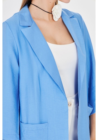 Armonika Kadın Mavi Cepli Oversize Ceket Arm-26k001005