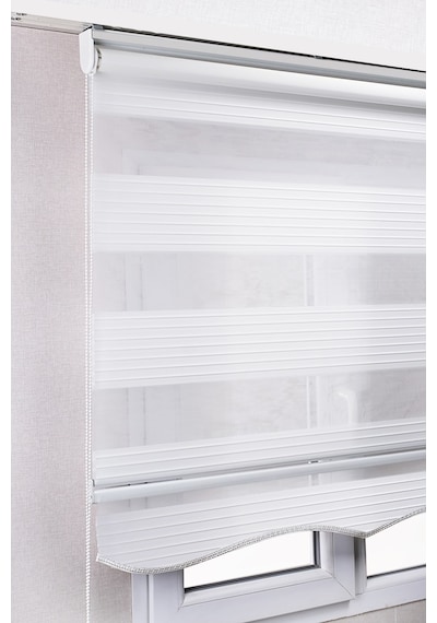 Etekli Beyaz Pileli Zebra Kaliteli Güneşlik Stor Perde Etekli Beyaz Pileli Zebra Kaliteli Güneşlik Stor Perde