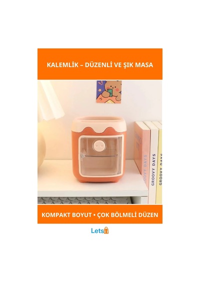 Mini Dolap Tasarımlı Kalemlik Masa Düzeni İçin Eğlenceli Çözüm Çok Renkli