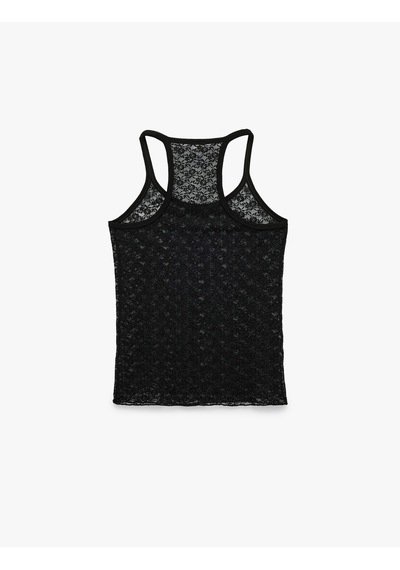 Koton U Yaka Askılı Dantel Detaylı Atlet Pijama Üstü Siyah 6slk90035mk