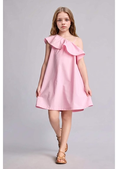 Defacto Kolsuz Pamuklu Mini Elbise Kız Çocuk H7519a826hspn86 Pembe-pn86