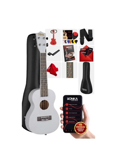 Midex Ukx-233wh Beyaz Concert Ukulele Askı Çanta Metod Pena