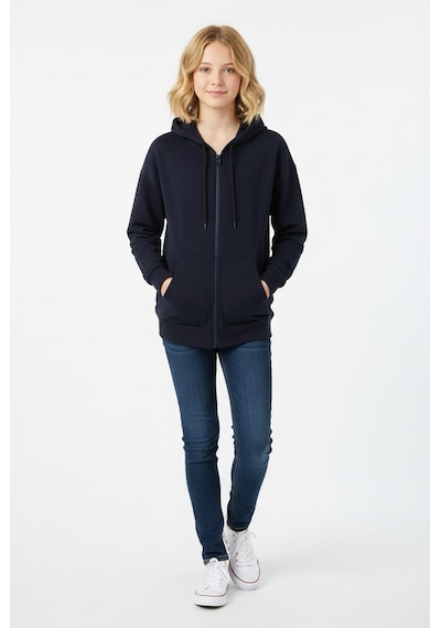 Fermuarlı Kapüşonlu Sweatshirt Lacivert