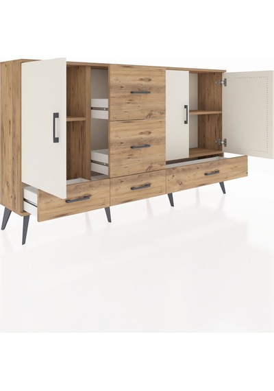 Arges Konsol 4 Raflı 5 Çekmeceli 3 Kapaklı 176x30x99 Çam-aytaşı/çam Aytası/atlas Çam - Atlas Çam Arges Konsol 4 Raflı 5 Çekmeceli 3 Kapaklı 176x30x99 Çam-aytaşı/çam Aytası/atlas Çam - Atlas Çam
