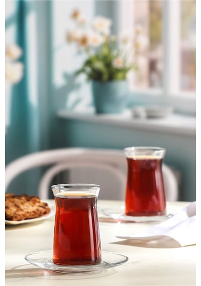 Lav Vera Cam Çay Seti 6 Kişilik 180 ml (6 Çay Bardağı, 6 Çay Tabağı)