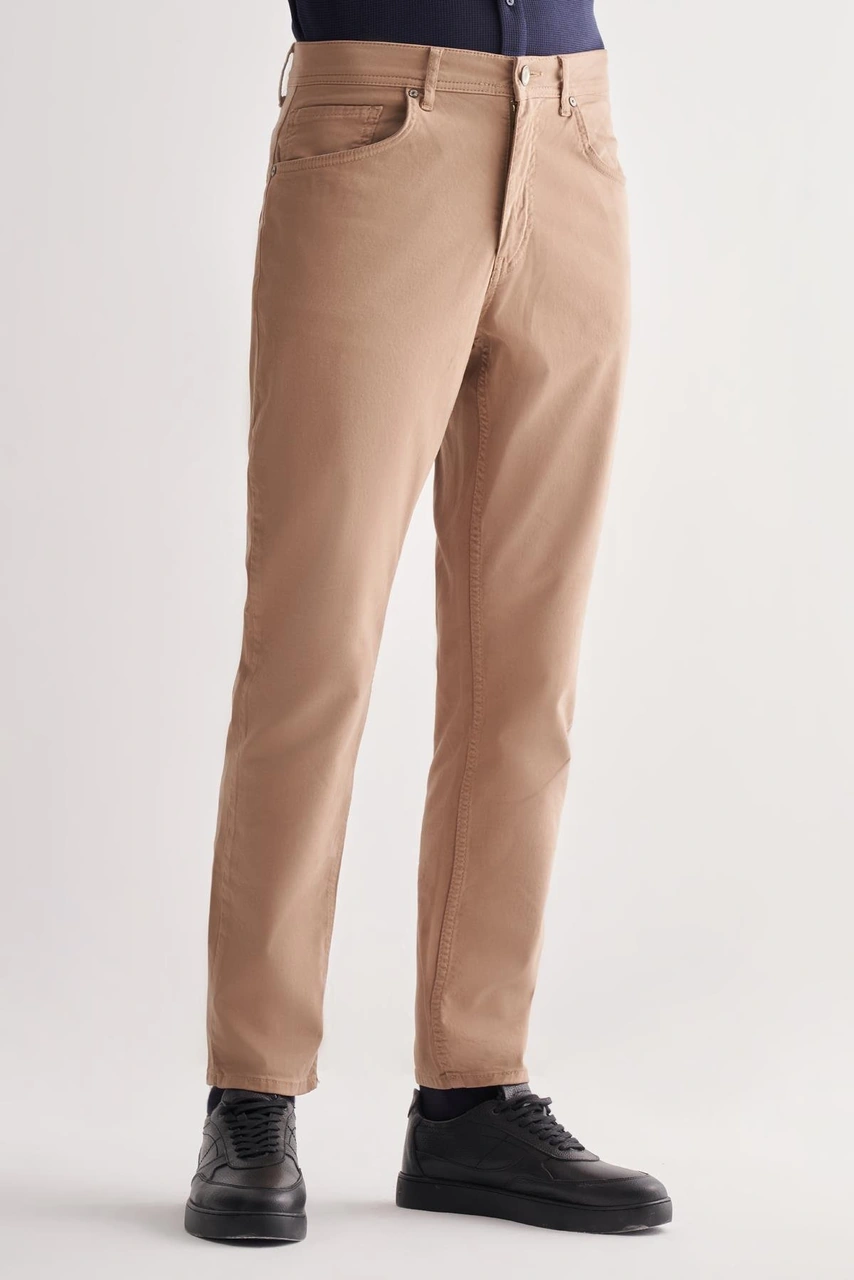 İmza Bej Casual Slim Fit 5 Cep Düz Paça Pantolon 1003255321 Bej