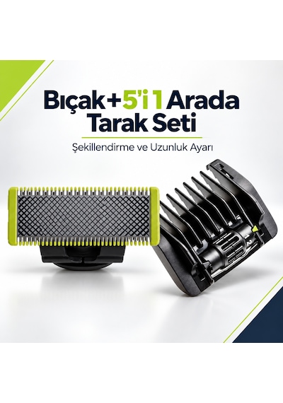 Phi Lips One Blade Qp2510/2520, Qp2620/2630, Qp2724/2824 Modelleriyle Uyumlu Bıçak + 5 İ 1 Arada Tar