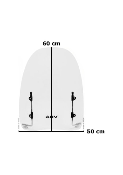 ABV Üniversal Şeffaf Siperlik 60 x 50 CM + Bağlantı Ekipmanı (Motosiklet Camı)